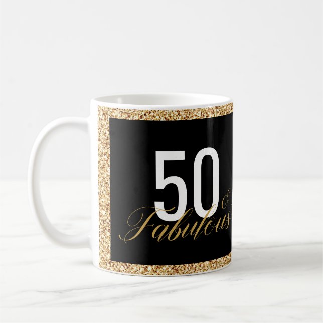 Mug 50 & Fabuleux Faux Parties scintillant Anniversair (Gauche)