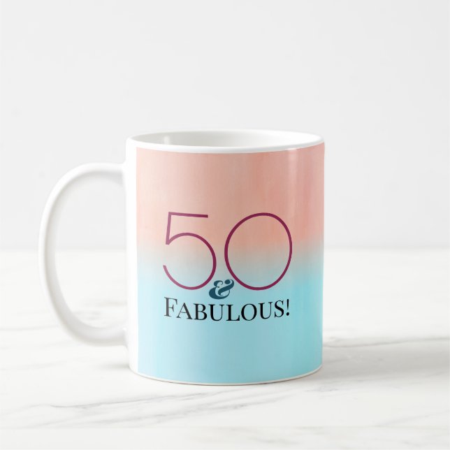 Mug 50 & Fabuleux fête d'anniversaire commémoratif (Gauche)