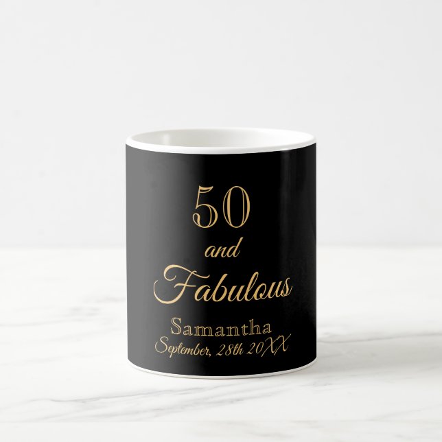 Mug 50 fabuleux nom d'or noir (Centre)