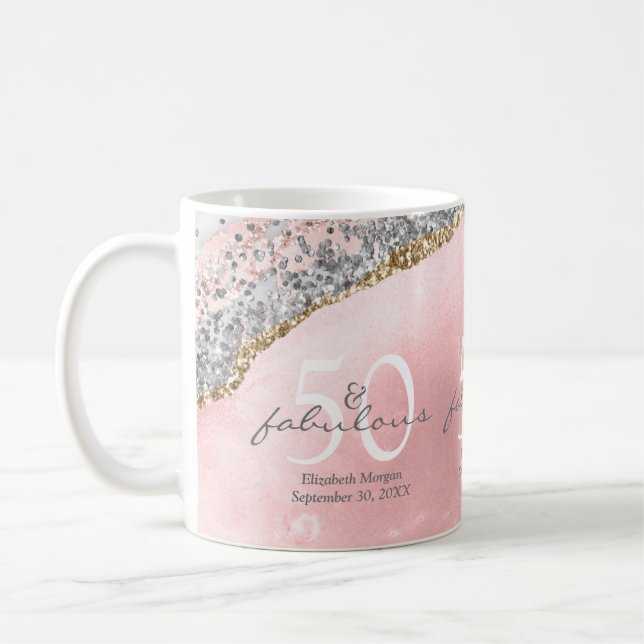 Mug 50 Fabuleux Rose Rose Gold Parties scintillant Ann (Gauche)