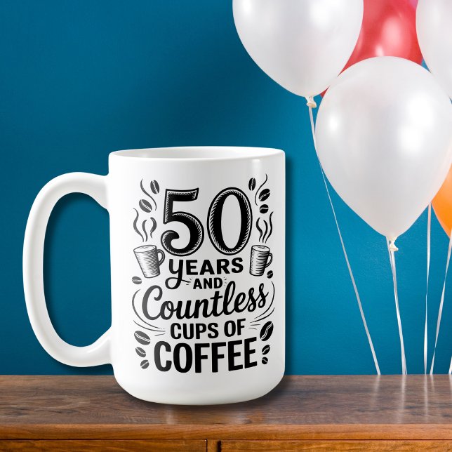 Mug 50 Years and Countless Cups of Coffee  (Créateur téléchargé)