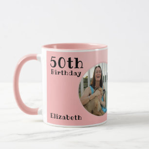 Mug 50e anniversaire 50 ans Modèle photo de texte ros