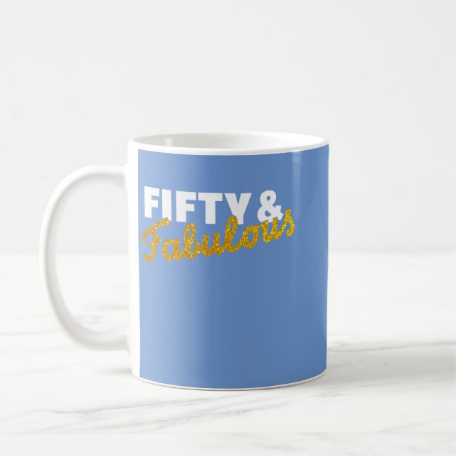 Mug 50e anniversaire Cadeau Cinquante Fabuleux (Gauche)