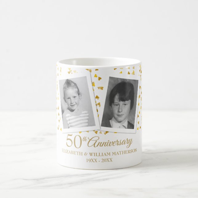 Mug 50e anniversaire de Mariage d'or Photos d'enfance (Centre)