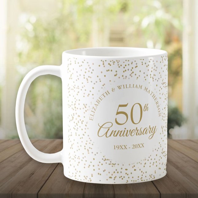 Mug 50e anniversaire de Mariage Gold Dust Confetti (50th Wedding Anniversary Gold Dust Confetti Coffee Mug)