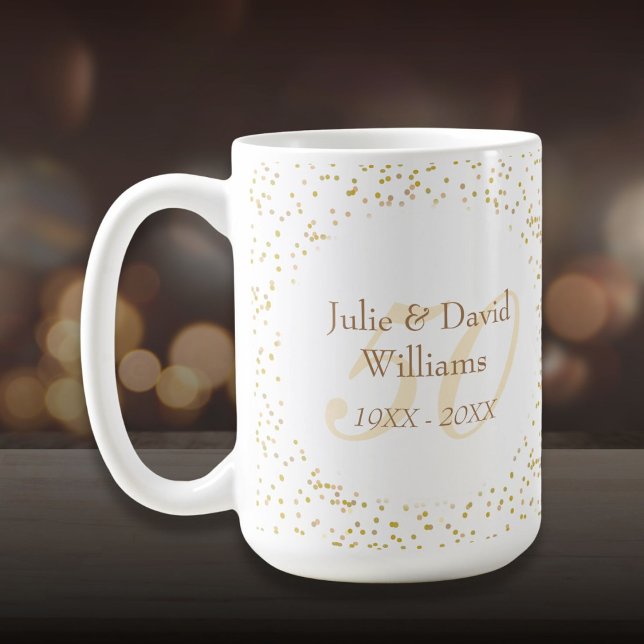 Mug 50e anniversaire de Mariage Gold Dust Confetti (50th Wedding Anniversary Gold Dust Confetti Coffee Mug)