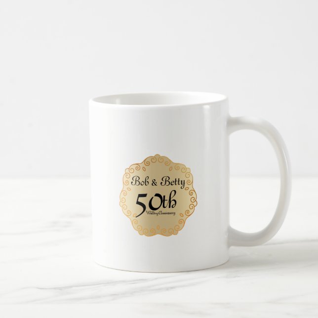 Mug 50e anniversaire de Mariage personnalisé Or (Droite)