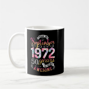 Mug 50e anniversaire Fleurs Cadeau pour les femmes née