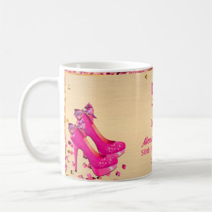 Mug 50e Anniversaire haute talons or rose glam