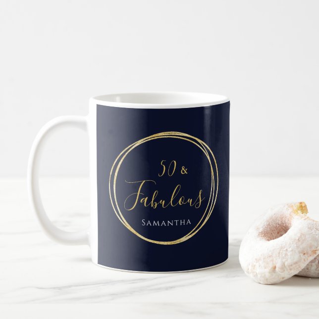 Mug 50e anniversaire Marine Gold Personnalisé (Avec donut)