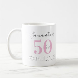 Mug 50e anniversaire Personnalisé 50 et fabuleux rose
