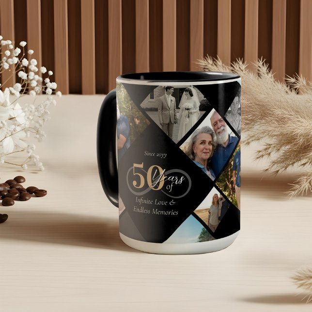 Mug 50th Anniversary Infinity Love Photo Collage Gift (50th Anniversary Infinity Love Photo Collage Gift Mug)