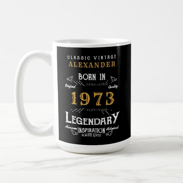 Mug 50th Birthday 1973 Ajouter Votre Nom Légendaire (Gauche)