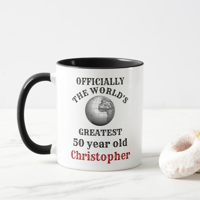 Mug 50th Birthday Greatest 50 year old Ajouter Votre N (Avec donut)