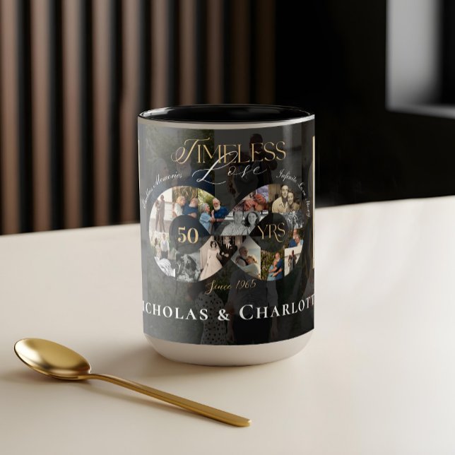 Mug 50th Wedding Anniversary Infinity Photo Collage (50th Wedding Anniversary Infinity Photo Collage Mug)