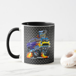 Mug 55 plaque métallique drôle de voiture à carreaux e