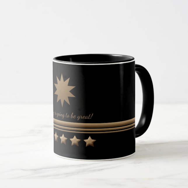 Mug 5 étoiles Brossé Gold Noir Professionnel (Devant droit)