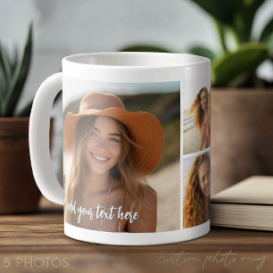 Mug 5 Photo Collage - Mod Minimal avec texte de script