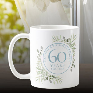 Mug 60 Ans Aquarelle Florale Anniversaire de Diamant
