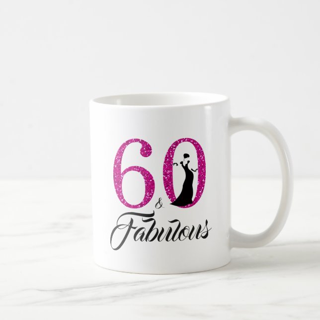 Mug 60 et Fabulous Hot Pink Parties scintillant 60e an (Droite)