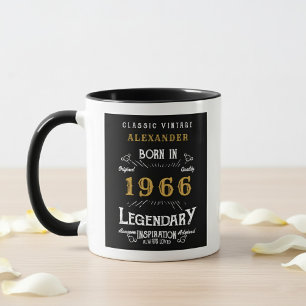 Mug 60e Anniversaire 1966 Légende Rétro Noir Personnal