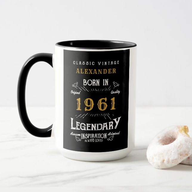 Mug 60e anniversaire 60 ans Né en 1961 Légende (Avec donut)