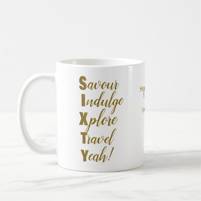 Mug 60e Anniversaire Or Soixante Acrostique (Gauche)