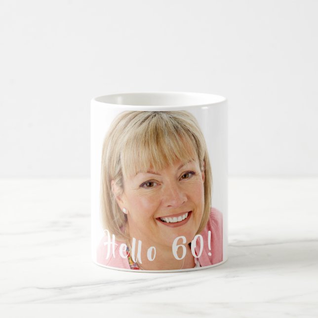 Mug 60e anniversaire photo personnalisée bonjour 60 fe (Centre)