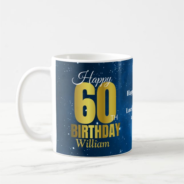 Mug 60e anniversaire Typographie de l'espace bleu (Gauche)