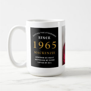 Mug 60th Birthday 1965 Black Gold Ajouter Nom Photo Gr