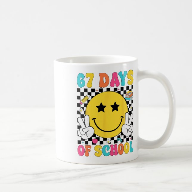 Mug 67 Days Of School Retro Smile Teacher Kids Six Sev (Droite)