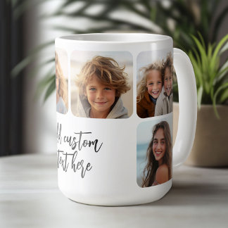 Mug 6 Photo Collage avec script de rebond tendance - b