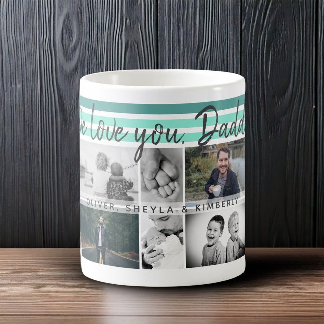 Mug 6 Photo Collage Nous vous aimons Papa Père Enfants (Créateur téléchargé)