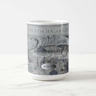 Mug 6e anniversaire de Mariage de fer et de sucre Café