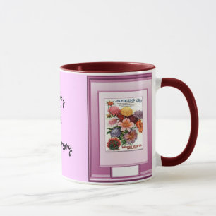 Mug 6ème anniversaire heureux, fleurs pour des