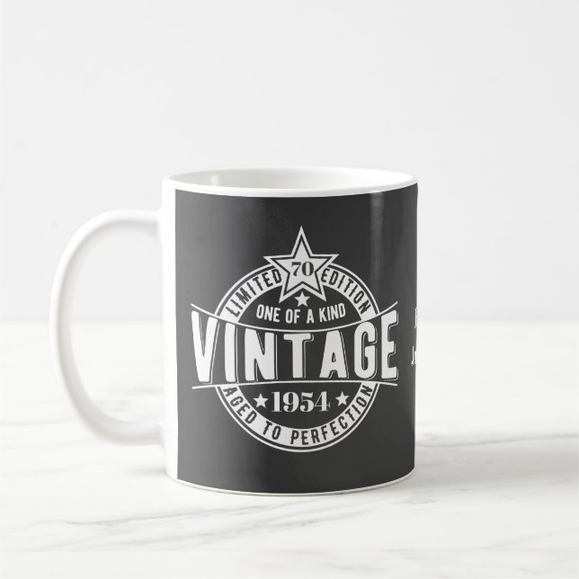 Mug 70e anniversaire Cadeau Vintage 1950 Âgé à la perf (Gauche)