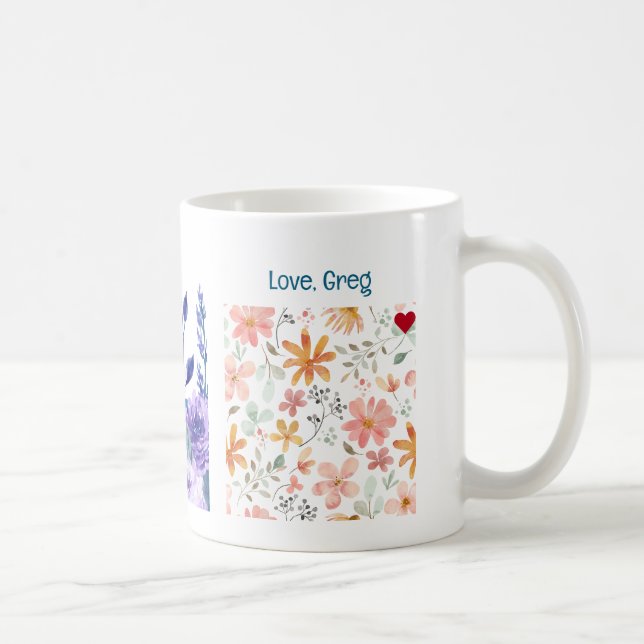 Mug 70e anniversaire Fleurs Aimer Élégant Floral moder (Droite)