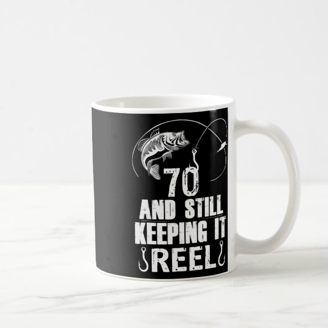 Mug 70e anniversaire Pêche 70 ans vieux pêcheur Cadeau (Droite)