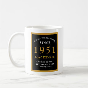Mug 70e anniversaire personnalisé 1951 Elégant Black G