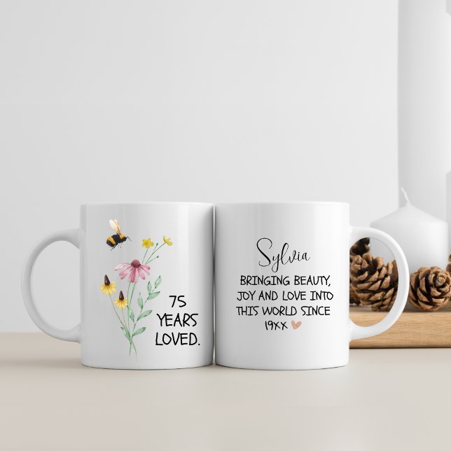 Mug 75e cadeau d'anniversaire pour les femmes Fleurs s (Créateur téléchargé)