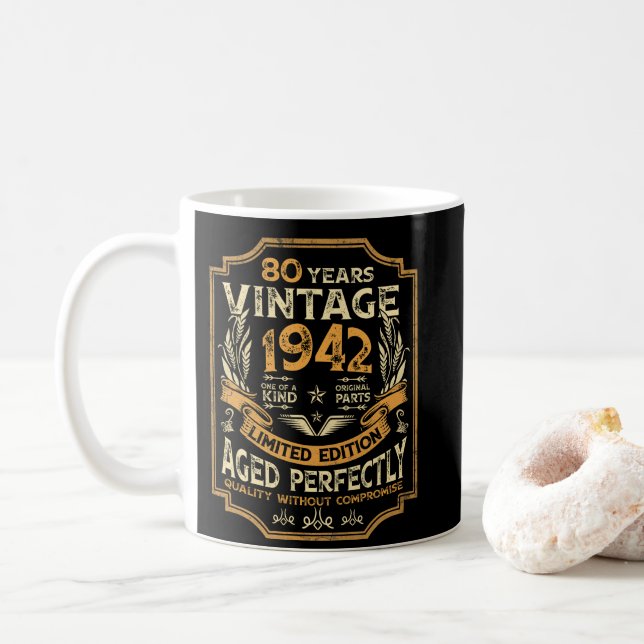 Mug 80 ans Vintage 1942 80e anniversaire (Avec donut)