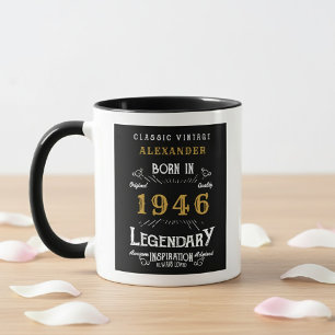 Mug 80e anniversaire 1946 Légende Rétro Noir Personnal