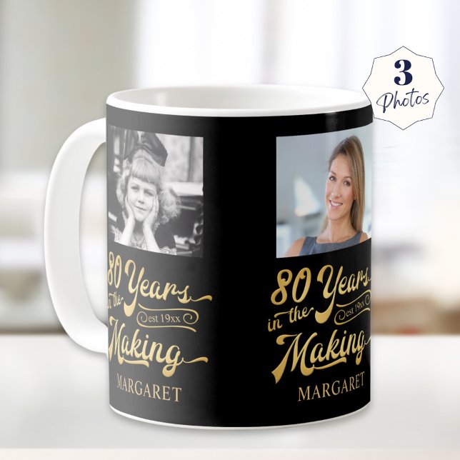 Mug 80e anniversaire 80 ans dans la fabrication 3 phot (Créateur téléchargé)