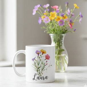 Mug 80e anniversaire 80 Fleur florale personnalisée po