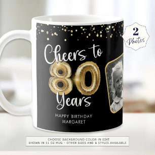 Mug 80e anniversaire Cheers à 80 ans 2 Photos