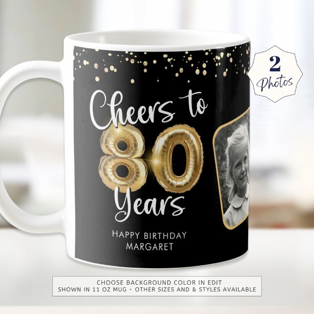 Mug 80e anniversaire Cheers à 80 ans 2 Photos (Créateur téléchargé)