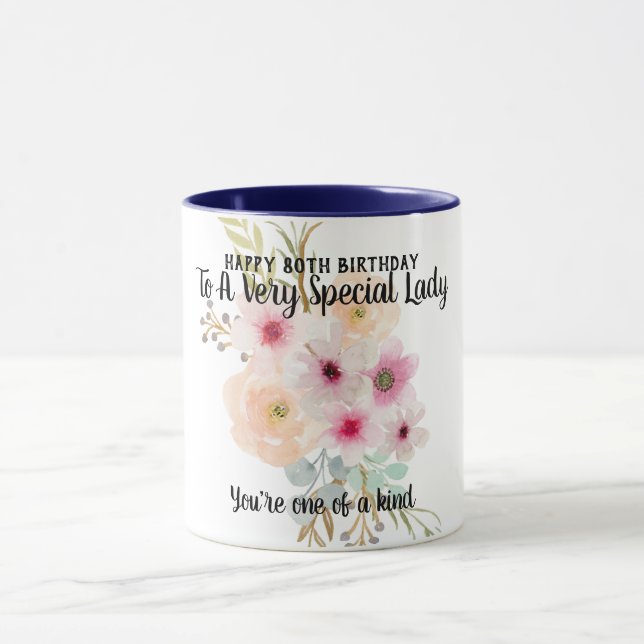Mug 80e anniversaire dame spéciale Une des fleurs d'un (Centre)