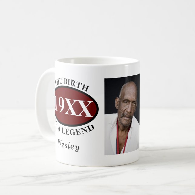 Mug 80e anniversaire Modèle photo naissance d'une lége (Devant gauche)