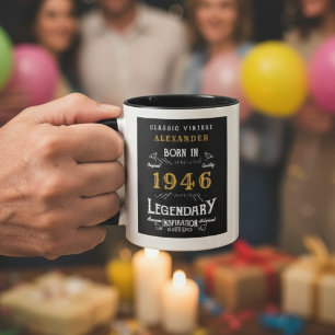 Mug 80e anniversaire Né 1942 Noir rétro Personnalisé