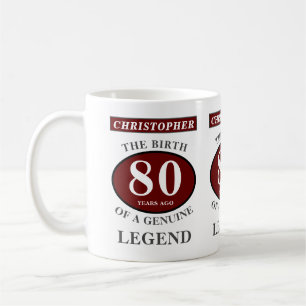 Mug 80e anniversaire Red Genuine Legend Ajouter votre 
